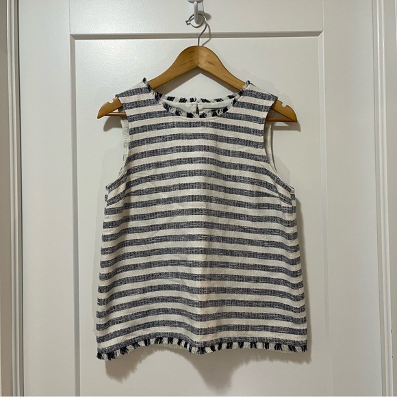 BANANA REPUBLIC - Sleeveless Lined Top - Blue & White Stripe - Tweed - Women’s S - Picture 9 of 10